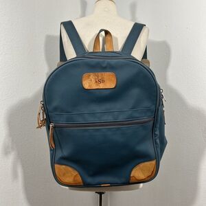 Jon Hart Design Backpack Adults Blue Coated‎ Canvas Leather Trim